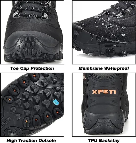 Vista 5 de Botas de senderismo impermeables Thermator de tiro medio para hombre, botas de senderismo para exteriores, 7