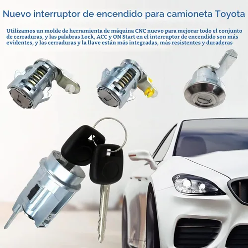 Vista 3 de Juego de cerradura de puertas de cilindro de bloqueo de interruptor de encendido para camioneta Toyota 1992 1993 1994 1995