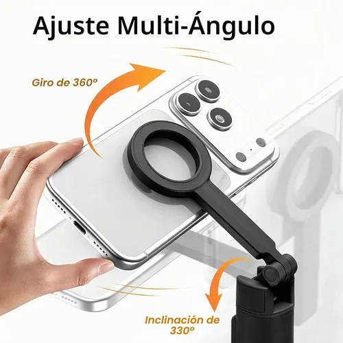 Vista 4 de Trípode magnético para selfie, soporte magnético extensible de aluminio de 67 pulgadas para MagSafe, giratorio de 360° y inclinación de 330°