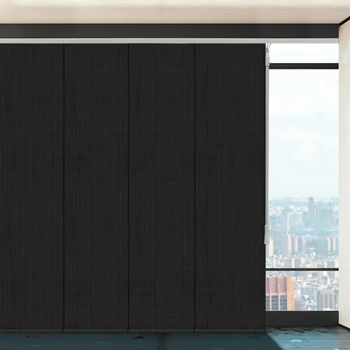 Vista 13 de Paneles deslizantes opacos personalizados, persianas verticales de riel de 4 o 6 rieles para ventana corrediza, puerta de patio y divisor de Camel
