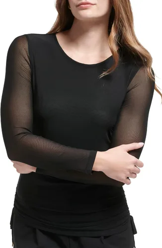 Vista 5 de Calvin Klein Blusa de manga larga elástica con laterales fruncidos para mujer