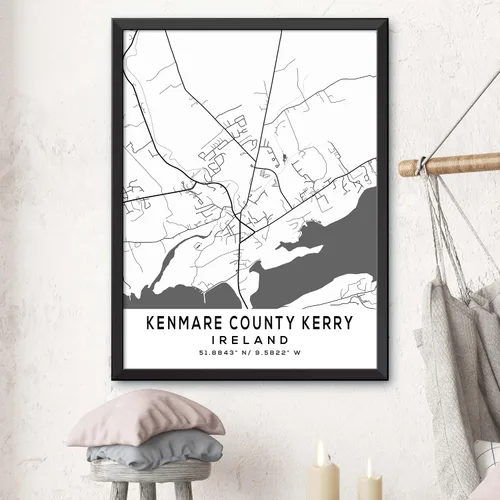 Vista 3 de Mapa de Kenmare County Kerry, Irlanda, Light 2 (12x16)