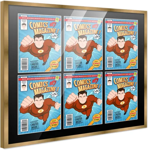 Vista 62 de Poster Palooza Marco de cómic con paspartú para 1 cómic de la Edad de Bronce publicado entre 1970 y 1985, marco de cómic negro para cómic de 7.25 x
