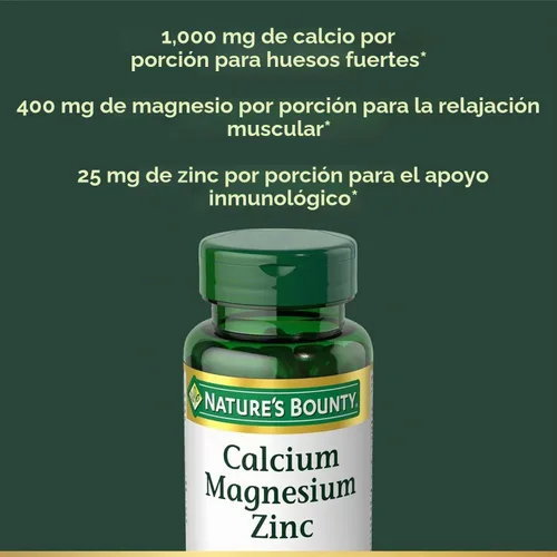 Vista 4 de Nb VIT Cal/Mag/Zinc Size 100s Nature's Bounty Calcio-Magnesio-Zinc Comprimidos 100