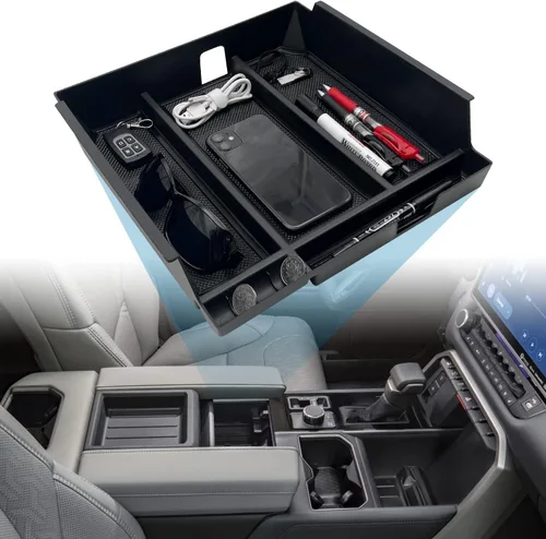 Vista 4 de Compatible con accesorios Toyota Tundra Organizador de bandeja de consola central para Tundra 2022 2023 2024 2025 Inserto ABS Caja de almacenamiento