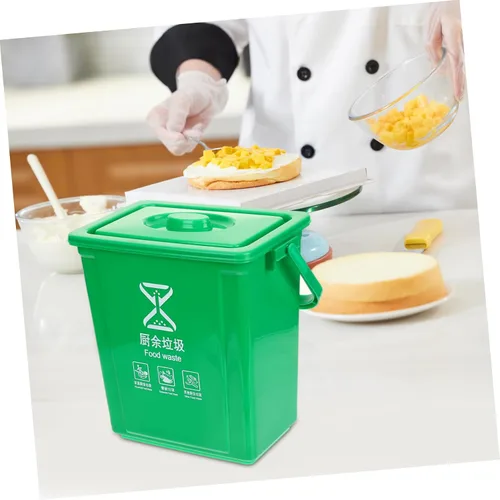 Vista 6 de STOBAZA Contenedor de basura para mostrador de basura, pequeño contenedor de compostaje para interiores, cubo de compostaje para cocina, papelera
