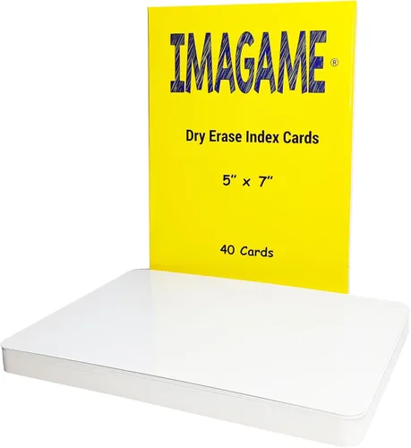 Vista 5 de IMAGAME Tarjetas de índice de borrado en seco, 3 x 5 pulgadas, 55 tarjetas laminadas, ambos lados en blanco, tarjetas de notas reutilizables