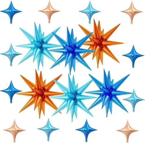 Vista 37 de 18 globos de estrella rosa, globo rosa bebé con 6 globos de estrella en explosión de 22 pulgadas, 12 globos de aluminio de cuatro estrellas