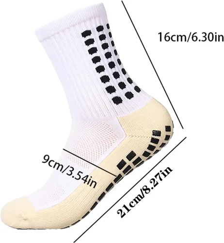Vista 2 de Looknniy 10 pares de calcetines de fútbol con agarre para hombre, antideslizantes, atléticos, antideslizantes, para fútbol, baloncesto, Blanco