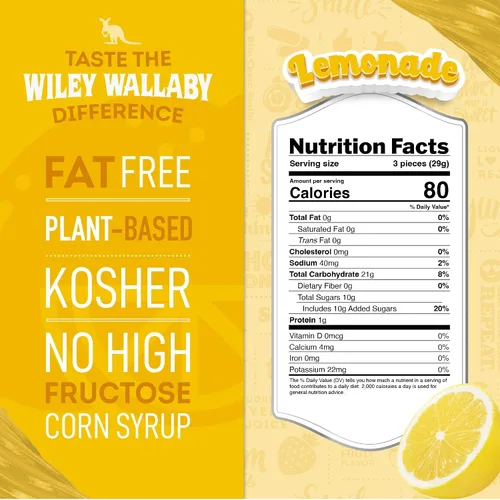 Vista 2 de Wiley Wallaby Lemonade Licorice Candy, Soft & Chewy, 7.05oz, 1Pk