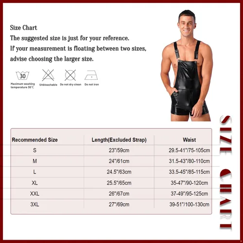 Vista 7 de Overol corto metálico brillante para hombre, con correas ajustables, enterizo de una pieza para fiesta, vestido elegante para club