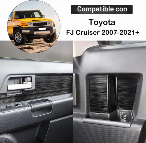 Vista 2 de Aunginsy Cubierta de moldura de panel de puerta interior de coche Compatible con Toyota FJ Cruiser 2007-2021 Protección de panel de manija de puerta