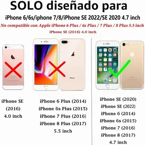 Vista 2 de Funda para iPhone SE /2022/3rd/2020, 8 y 7, con protector de pantalla y cubierta para cámara, [grado militar] de 16 pies. Funda protectora a prueba