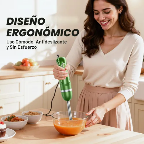 Vista 3 de Turelar Licuadora de inmersión con cable de 400 W, 2 velocidades Verde