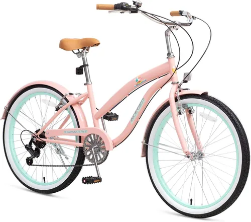 Vista 8 de ACEGER Bicicleta crucero de playa para niñas de 5 a 13 años, 16" 18" 20" 24" bicicleta de una sola velocidad para niños incluye freno contrapedal