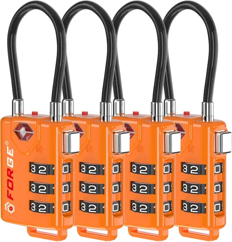 Vista 22 de Cerraduras para equipaje con cable aprobadas por la TSA, combinación reajustable con cuerpo de aleación, Moderno