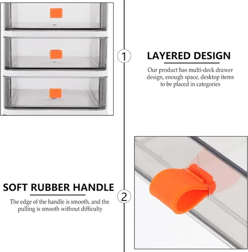 Vista 7 de VORCOOL Desktop Drawer Organizer 5 Drawer Storage Drawers Stationery Drawer Box Office Personal Organizer Plastic Vanity Containers for Storing