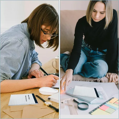Vista 5 de 6 piezas de recambios para bloc de notas de 3 x 5 pulgadas, mini cuaderno de notas en blanco con 30 hojas cada bloc, papel rayado de reglas