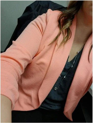 Vista 4 de POGTMM - Blazer de manga de 34 para mujer, con parte delantera abierta, chaqueta estilo cárdigan para uso en el trabajo o la oficina