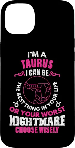 Vista 15 de Funda gráfica para iPhone 13 Pro Max con signo zodiacal divertido soy un tauro