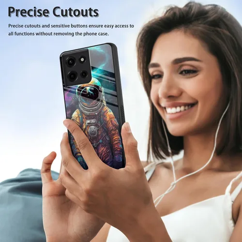 Vista 43 de Funda para Motorola Moto Edge 2022, cubierta trasera de vidrio templado con protector de pantalla, funda protectora a prueba de golpes para Motorola