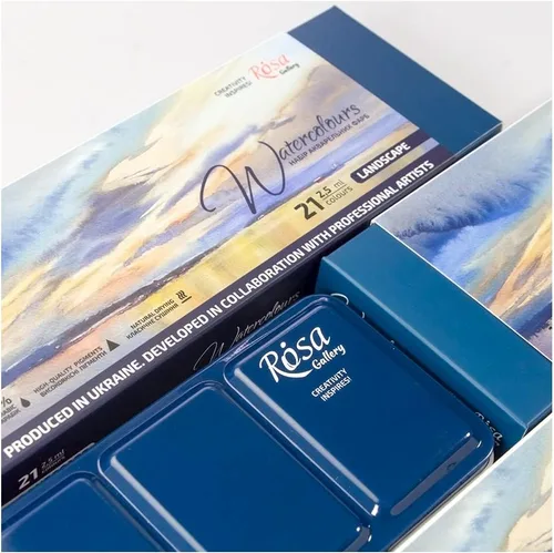 Vista 7 de Rosa Gallery Set de Pintura de Acuarela Profesional para Paisaje, 21 Colores de 2.5 ml, Kit de Pinturas de Alta Resistencia a la Luz para Artistas
