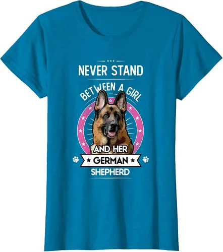 Vista 39 de Never Stand Between A Girl and Her German Shepherd T-Shirt Asphalt Grey