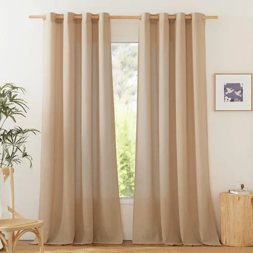 Vista 18 de NICETOWN - Cortinas de lino angora para ventana de cocina sobre el fregadero, con ojales, lino grueso angora, tratamientos cortos para ventanas