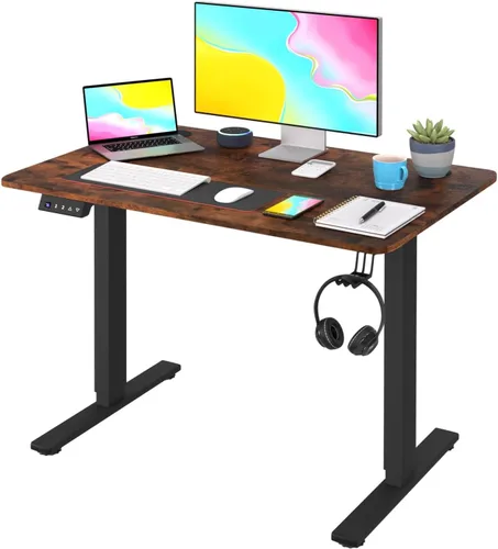 Vista 11 de Estación de trabajo de computadora de altura ajustable, escritorio eléctrico de pie para sentarse, mesa de computadora que se eleva hacia arriba