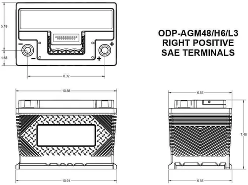 Vista 3 de Odyssey Battery 0752-2020 Performance Powersport BATERíA 48 723 CCA con terminales SAE