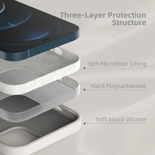 Vista 4 de Funda de silicona líquida compatible con iPhone 12 Pro Max, color piedra [Protección contra caídas]