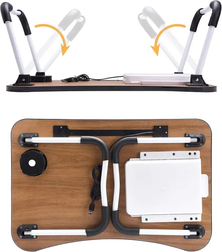 Vista 7 de Slendor Escritorio de cama para portátil y escritura con almacenamiento Negro