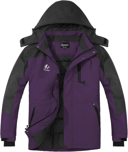 Vista 8 de Chaqueta de esquí impermeable con capucha para mujer, abrigo de snowboard cálido para invierno Negro