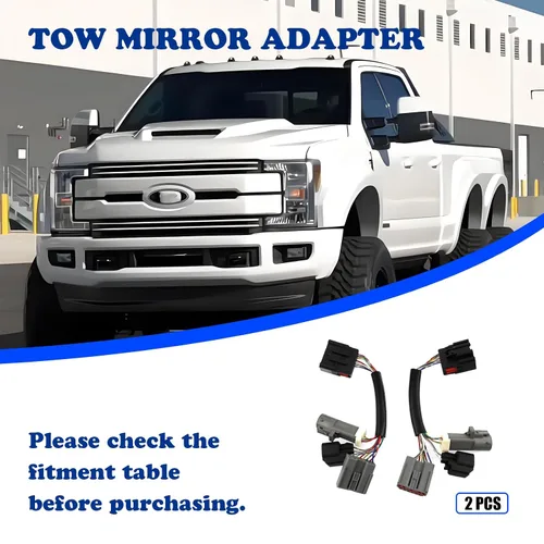 Vista 2 de 2 adaptadores de espejos de remolque para Ford F250 F350 F450 F550 Super Duty Truck 1999-2007 Conversión Espejos Arnés Conector de cableado
