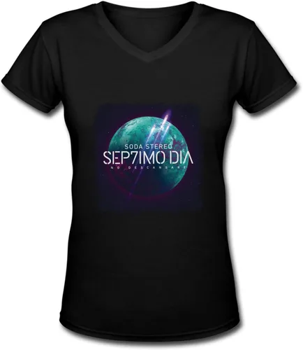 Vista 6 de Soda Stereo Sep7imo Dia Female T Shirt Loose Casual Short Sleeve V-Neck Tee