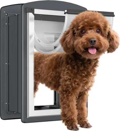 Vista 7 de Puerta de perro de pie libre para pared, marco de acero puerta grande del perro