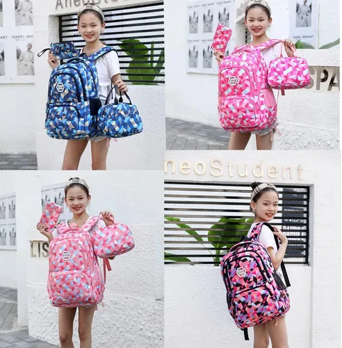Vista 6 de MITOWERMI 3Pcs Backpack for Girls Boys Kids Backpack with Lunch Box for Elementary Middle High School