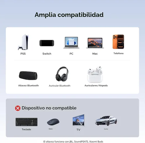 Vista 7 de UGREEN Adaptador Bluetooth USB-C para PS5, consolas de juegos y PC, transmisor Bluetooth 6.0 con LE Audio, aptX Adaptive/HD/aptX/SBC, emparejamiento