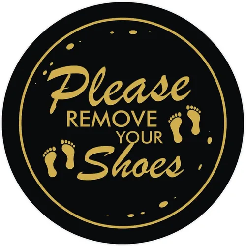 Vista 3 de All Quality Please Remove Shoes Circle Wall Door Sign - Negro (Pequeño)