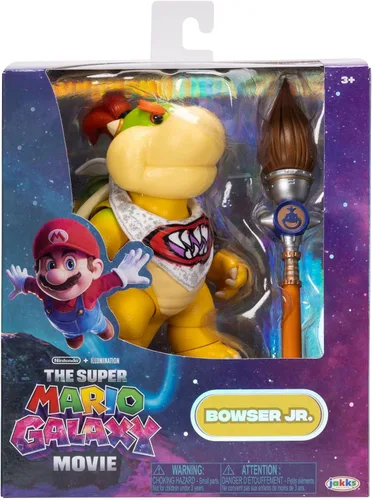 Vista 6 de Super Mario Galaxy Movie Bowser Jr., figura de acción de 5 pulgadas y pincel