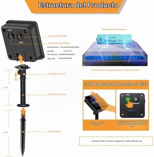 Vista 7 de 2 Pack de luces solares de Navidad para exteriores, tira de luces solares de 80 pies con 240 LED para exteriores, impermeables, 8 modos de luz