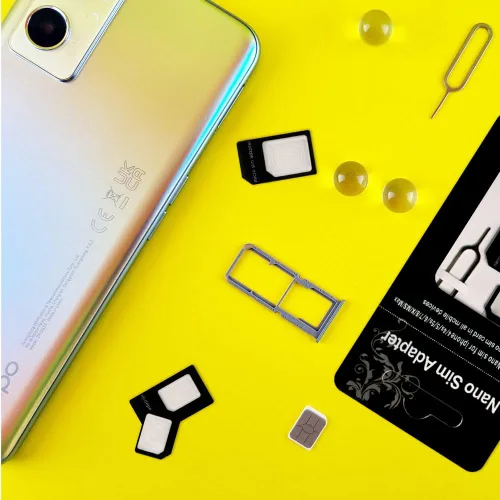 Vista 4 de Adaptadores de tarjeta SIM, kit de convertidor SIM 4 en 1 nano/micro/estándar con pin de expulsión de bandeja para iPhone, teléfonos inteligentes