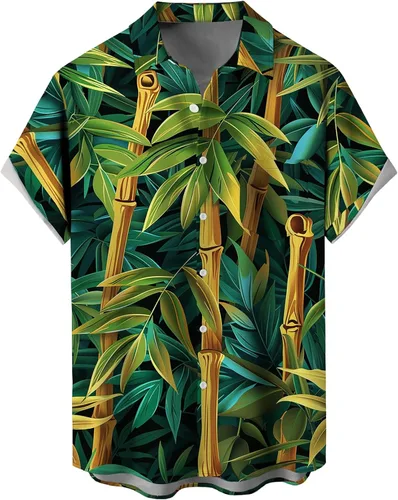 Vista 46 de Camisas tropicales con botones para hombre, camisas hawaianas de manga corta, casuales para vacaciones, camisas de playa holgadas Beige-playa escena