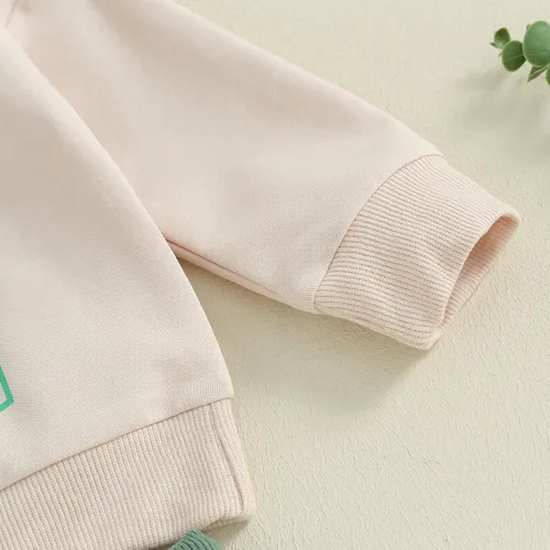 Vista 5 de Amiblvowa Conjunto de sudadera de manga larga para el día de San Patricio para bebé niño, sudadera de manga larga y pantalones deportivos casuales