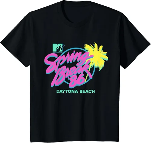 Vista 39 de MTV Camiseta de cuello redondo de ajuste clásico - Spring Break Daytona Beach, negro, adulto, manga corta, algodón y poliéster