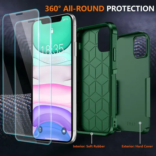 Vista 3 de SPIDERCASE Funda a prueba de golpes para iPhone 11, [protección contra caídas de grado militar de 10 pies], con 2 piezas