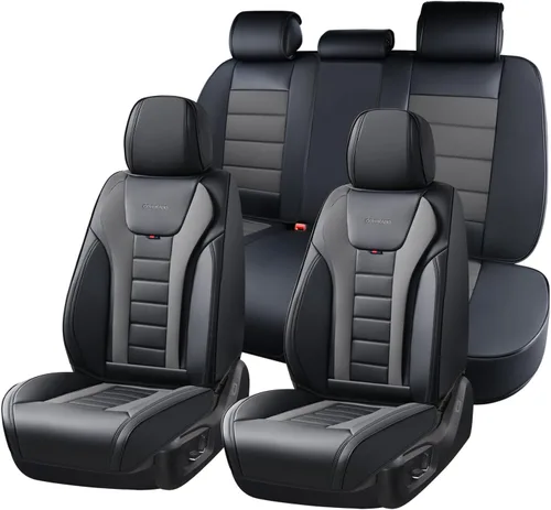 Vista 30 de Coverado Juego completo de fundas de asiento de automóvil, protector impermeable para asiento de automóvil, cojín de asiento de cuero, fundas