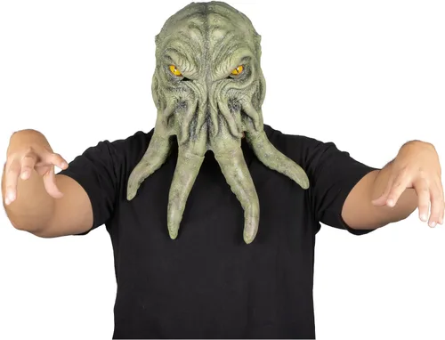 Vista 2 de Cthulhu - Máscara de disfraz de monstruo pulpo verde para Halloween