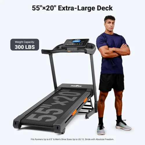 Vista 10 de THERUN Cinta de correr con inclinación automática al 20%, motor de 12 MPH y 3.5 HP, cinturón de correr grande de 55 x 20 pulgadas con consola