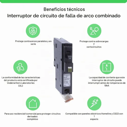 Vista 3 de Square D - HOM120CAFIC Homeline 20 Amp Single-Pole CAFCI Circuit Breaker